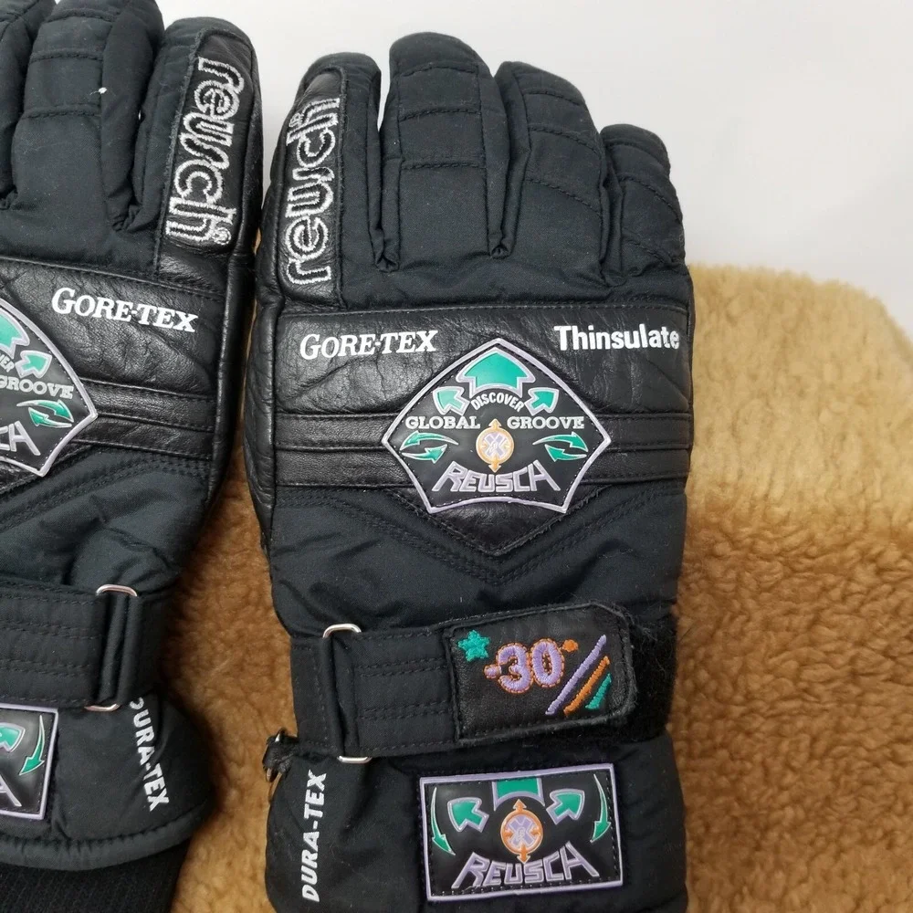 Reusch Ski Gloves Style No 6998 Dura-Tex Gore Tex Black Men's Size 7.5
